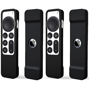 Imagem de TOKERSE Pacote com 2 capas para controle remoto Apple TV 4K Siri 2021 2022 - capa de silicone macio para controle remoto Apple TV 2021 2022 4K/HD Siri (2ª e 3ª geração) - Preto