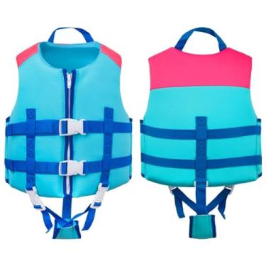Imagem de Maommadio Crianças Colete Salva-Vidas Neoprene Nadar Trainer Colete Salva-Vidas De Passeio Rápido Conforto Para Aprender A Nadar Para Esportes Aquáticos (S Azul)