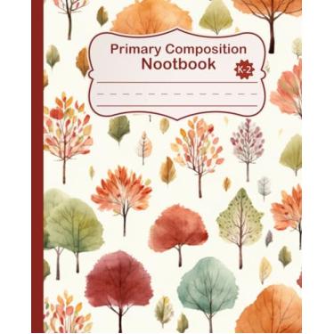 Imagem de Caderno de composição primária de outono: escreva e desenhe diário de histórias com espaço para imagens para crianças do ensino fundamental e médio e médio, papel de prática de caligrafia.