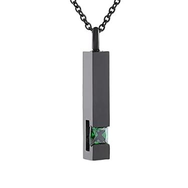 Imagem de Colar de urna memorial de barra de cristal, suporte de cinzas, joia de cremação, pingente de aço inoxidável, joia funerária, Metal