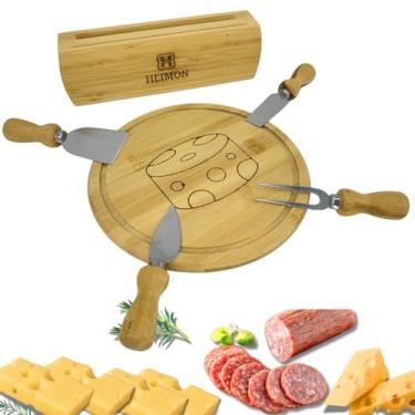 Imagem de Conjunto Tábua para Queijo/Aperitivos em Bambu Personalizado 4 peças Inox Facas Espátula, Heimon Queijo Grande