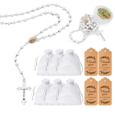 Imagem de KaGrbves Rosário perfumado Virgen De Guadalupe 24 peças para lembranças de batismo e primeira comunhão, lembrancinhas de festa de Nossa Senhora de Guadalupe (prata)