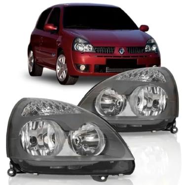 Imagem de Farol Clio 2003 2004 2005 2006 2007 2008 2009 2010 2011 2012 Máscara Cinza TYC - UNIDADE Lado:ESQUERDO (Motorista)