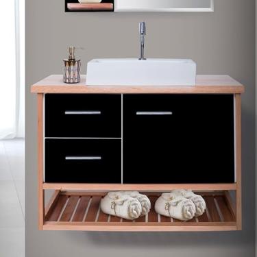 Imagem de Gabinete Toucador Para Banheiro Pretty 84cm Com Cuba Branco/Preto