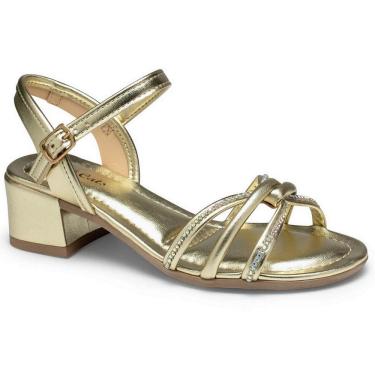 Imagem de Sandalia Salto Baixo Meninas Pink Cats Brilho Metalizado V4493