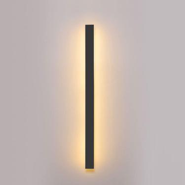 Imagem de Luminária de parede externa LED Luminária de parede retangular com acabamento preto Arandela de parede longa linear criativa IP65 Lâmpadas de parede à prova d'água para varanda, sala de esta