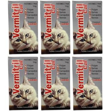 Imagem de Vermitril Gatos - Anti Pulgas, Carrapatos, Vermes, Sarnas 24 Comprimidos mastigáveis