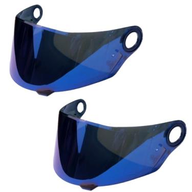 Imagem de Kit 2 Viseira Para Capacete Espelhada Ls2 FF358 FF392 FF396 FW3 GT Anti Risco Helt Texx Mormaii (Azul/Azul)