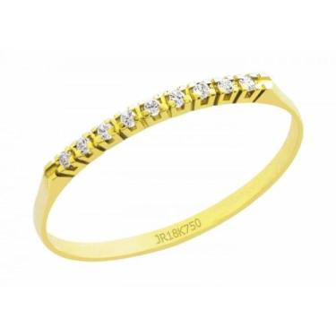 Imagem de Meia Aliança de Ouro 18K New York com Brilhante Zircönias - JoiaUnica