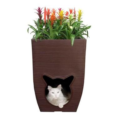 Imagem de Vaso De Planta Com Caminha De Gato Pet Cat Cave 60X40 Cm - Foster Plas