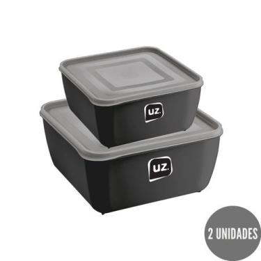 Imagem de Kit 2 Potes Plasticos c Tampa Gourmet Preto  1,5 e 2,5 L - UZ