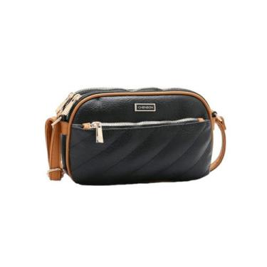 Imagem de Bolsa Feminina Rústico Transversal Chenson Com Repartições, Preto