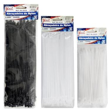 Imagem de 300 Abraçadeiras Fita Lacre Nylon 150mm 200mm e 250mm Cinta Plástica H