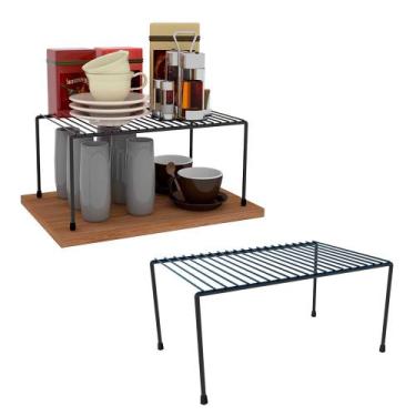 Imagem de Kit 2 Organizador de Armário Multiuso Médio 33cm Prateleira Aramado Pr
