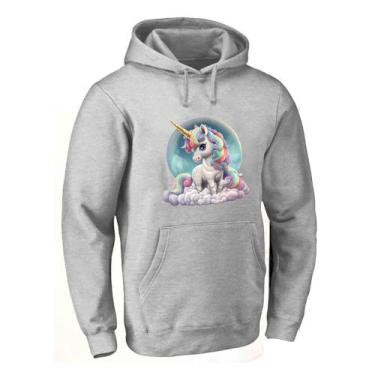 Imagem de Blusa de Frio Feminina Abrigo Moletom Quentinho Estampa Unicornio Conf