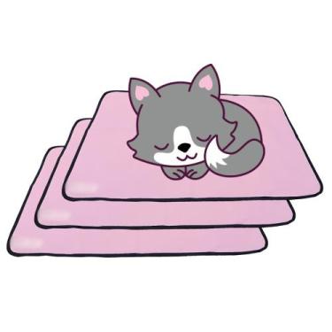 Imagem de 3 Caminhas para Cães e Gatos Dobrável 200 Lavagens 100x70 Rosa Antipul