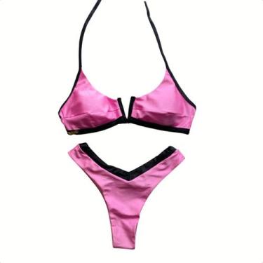 Imagem de Biquíni Meia Taça Cortininha Praia Aviador Feminino Bojo Fio Dental Ba