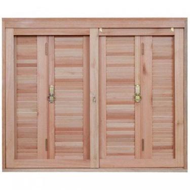 Imagem de Janela de Madeira Veneziana 120x120cm com Caixilho 12cm Ewk 260 Rondos