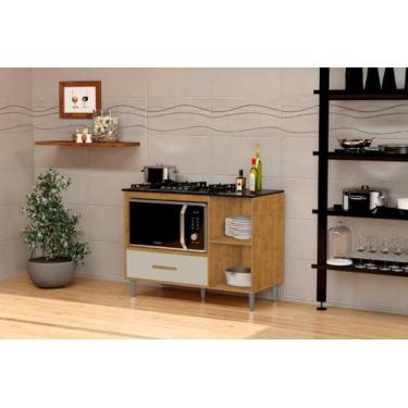 Imagem de Balcão Armário Para Cooktop CO Com Nicho Para Forno Cor Ipê / Off Whit