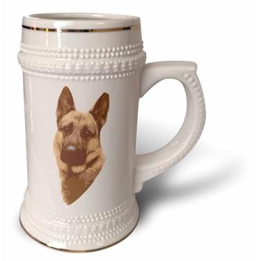 Imagem de 3dRose Caneca canina fofa e fofa, rosto de pastor alemão - Caneca de Stein, 510 g, 640 ml, branca