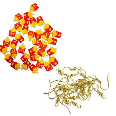 Imagem de Kit 20 Pingentes Batata Frita Mc Donalds Para Pulseira Colar + 20 Anzo