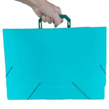 Imagem de Pasta Maleta Grande para Folhas A4 e Oficio com Alça Cores Pastéis 26x