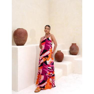 Imagem de Vestido longo costa nua viscolinho verão. cod:2076 - LALOKA, Multicolo
