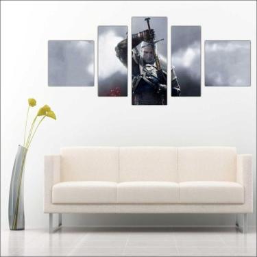 Imagem de Quadro Decorativo Game The Witcher Mosaico 5 Peças Salas Quartos TT4 -