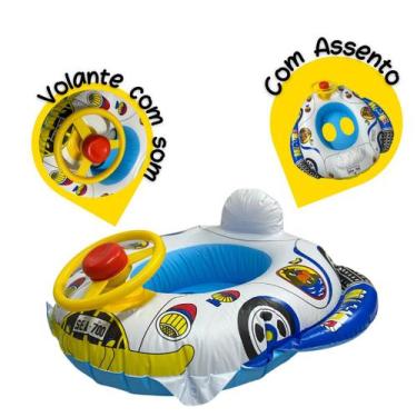 Imagem de Boia Infantil Veiculo Inflável Com Assento Com Volante Bote Bebê - Dud