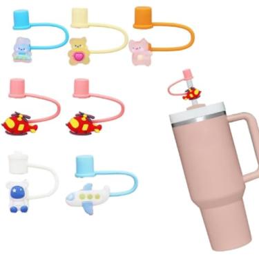 Imagem de Conquerall 11 peças tampas de canudo lindas tampas de palha em várias formas tampas de canudo de silicone de grau alimentício mini protetores de palha projetados para canudos de 10 mm Stanley 890 g e 1,134 g acessórios de caneca de palha