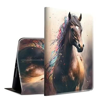 Imagem de BFSEROBJ Capa para Galaxy Tab S7 FE Galaxy Tab S8 Plus/Tab S7 Plus Capa inteligente leve de 12,4 polegadas em couro PU capa protetora com suporte ajustável para despertar/hibernar automático - cavalo