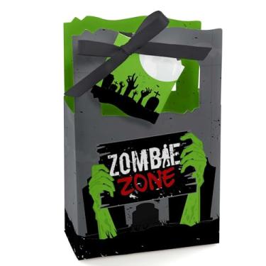 Imagem de Big Dot of Happiness Zombie Zone – Caixas de presente de Halloween ou aniversário de zumbi Crawl – Conjunto com 12