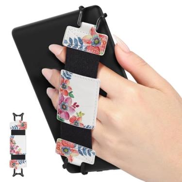 Imagem de MoKo Alça de mão macia para eReaders de 15 a 8 polegadas Fire Tablet Kindle/Kobo/Voyaga/Lenovo/Sony Kindle E-Book, alça de mão versátil de alta elasticidade, suporte de dedo leve, flores perfumadas