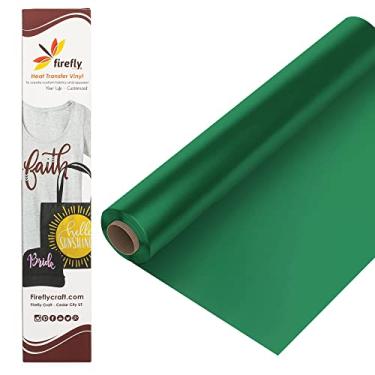 Imagem de (1.5m Roll, Green) - Firefly Craft Regular Green Heat Transfer Vinyl Green HTV Vinyl Green Iron On Vinyl for Cricut and Silhouette 1.5m by 12.25 Roll Heat Press Vinyl for Shirts