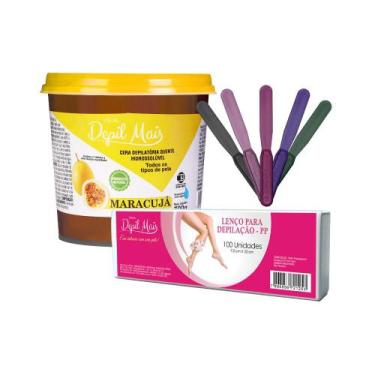 Imagem de Kit Cera Depilatória Quente Natural Visual Depil Mais 600g Hidrossolúv