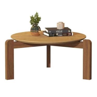 Imagem de Mesa De Centro Áustria Canela Redonda Pés Madeira Eucalipto - EcomHome