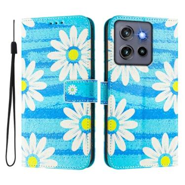 Imagem de Capa carteira para Motorola Moto Edge 50 Neo, 3 compartimentos para cartão, 1 compartimento para dinheiro, capa flip de couro PU com padrão fofo, capa com fivela magnética à prova de choque,