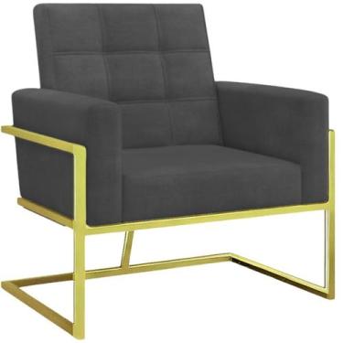 Imagem de 1 Poltrona Base de Ferro Dourado Cadeira para Sala de Espera Recepção 