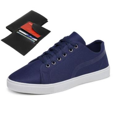 Imagem de Sapatenis Casual Masculino Preto De Amarrar Sola Reta Leve Conforto + 