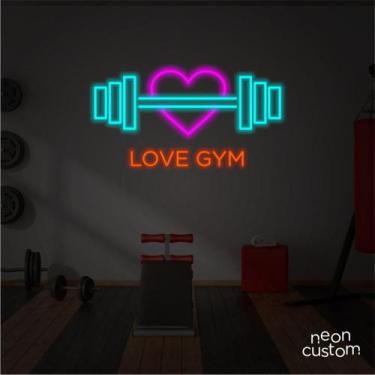 Imagem de painel letreiro led Neon Love Gym decoracao festa bar - Neon Custom, M