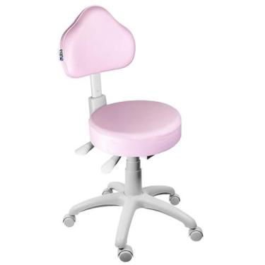 Imagem de Cadeira Mocho Rosa Claro Ergonômico Base Cinza - ULTRA Móveis - Ultra 
