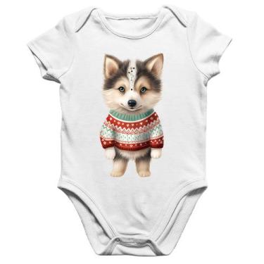 Imagem de Body Bebê Algodão Cachorro Husky Siberiano Natalino - Foca na Moda, Br