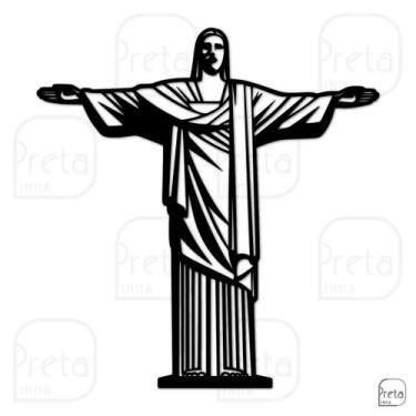 Imagem de Escultura de Parede Decoração Cristo Redentor 50x47cm - Linha Preta