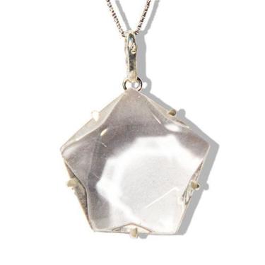 Imagem de Colar Pentagrama Pedra Cristal Montagem na Garra Prata 950 - Cristaisd