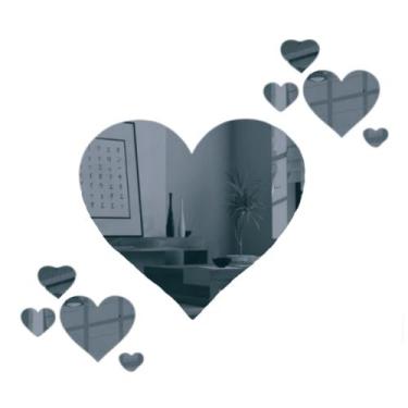 Imagem de Espelhos Decorativo Coração Quarto Sala Cozinha 7 Peças - AGV Criações