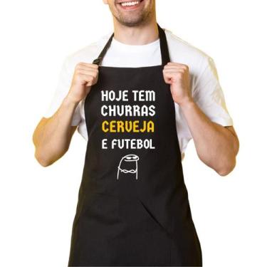 Imagem de Avental Cozinha Preto Oxford Bolso Churras Cerveja Futebol - Cine Coup