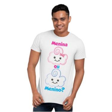 Imagem de Camiseta Chá Bebê Revelação Menino ou Menina Chuva de Amor Branca - De