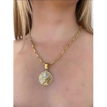 Imagem de Cordão Feminino + Pingente 6mm Tijolinho Banhado Ouro 18k - Tojoia18K