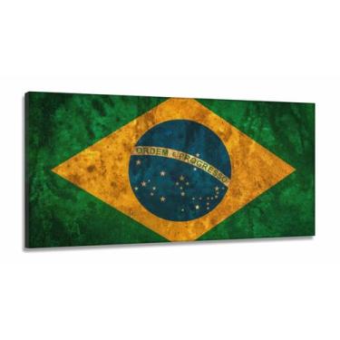 Imagem de Quadro Decorativo Bandeira Do Brasil Hd  130x60 em Tecido Canvas  Quar