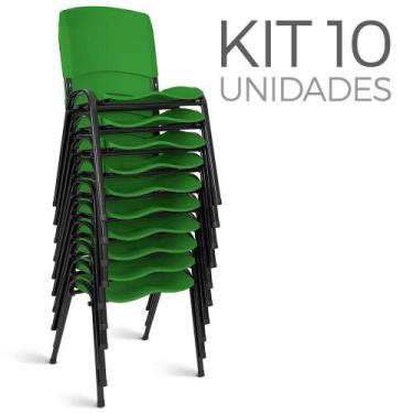 Imagem de Cadeira Plástica Fixa Kit 10 A/E Verde Lara - Shopcadeiras